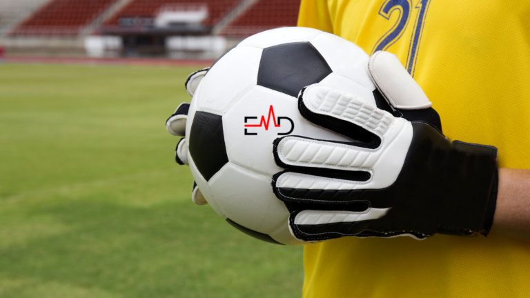 A goalkeeper training with gloves, performing exercises to improve their reflexes and hand-eye coordination to prevent injuries while playing