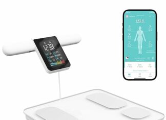 Smart body fat scale tracking weight loss and fitness progress