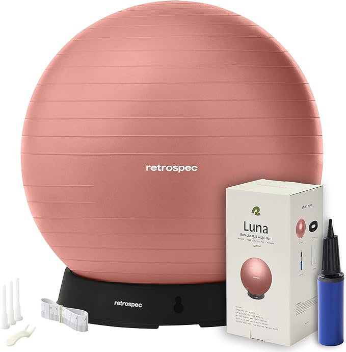 Retrospec Luna Exercise Ball, Base & Pump/Ball & Pump with Anti-Burst Material