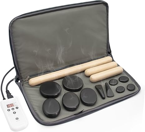 Goodtar Massage Stones Set with Warmer Kit Hot Rocks Bamboo for Massage