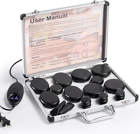 Homsky Hot Stones Massage Warmer Kit with Temperature Adjustment