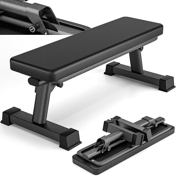 BODY RHYTHM Semi-Commercial Foldable Flat Bench for Multi-Purpose