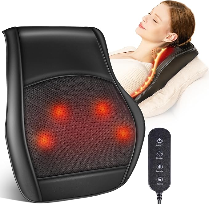 Brelley Neck and Back Massager for Pain Relief Deep Tissue with Heat