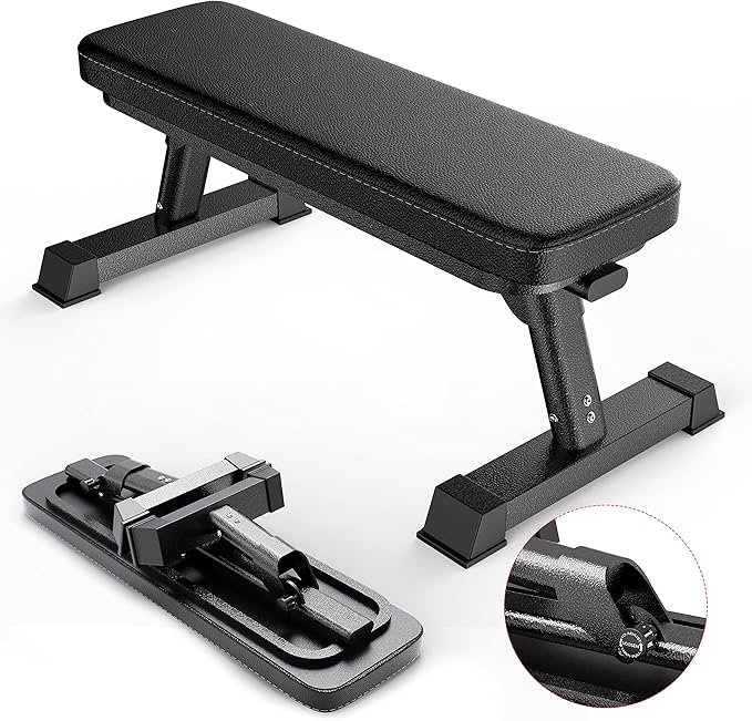 Finer Form Gym Quality Foldable Flat Bench for Multi-Purpose