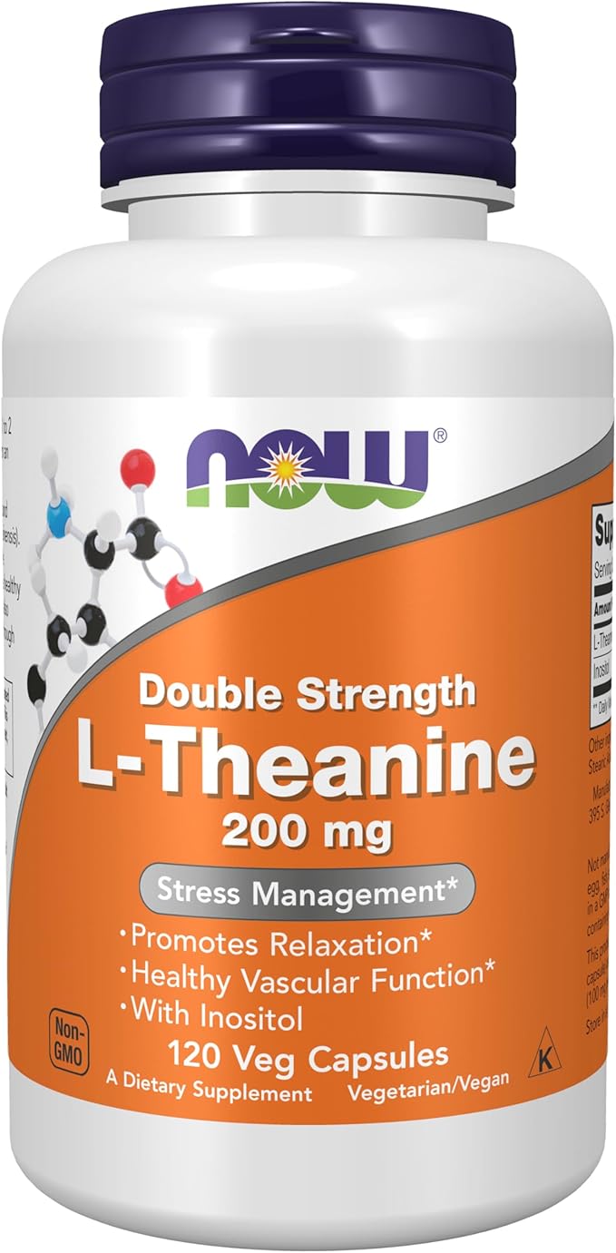 NOW Foods Supplements, L-Theanine 200mg with Inositol