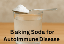 Glass of water with baking soda for autoimmune inflammation support