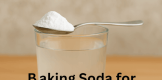 Glass of water with baking soda for autoimmune inflammation support