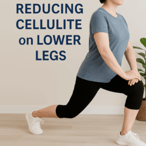 Woman doing calf raises and lunges to reduce lower leg cellulite