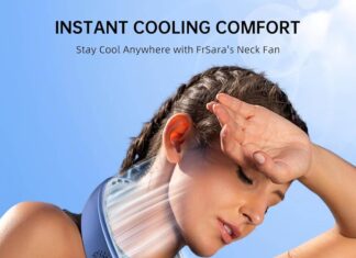 FrSara Rechargeable Neck Fan with LED Display Front View