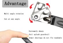 Ergonomic 360-degree rotating toenail clippers with long handle for seniors and thick nails.