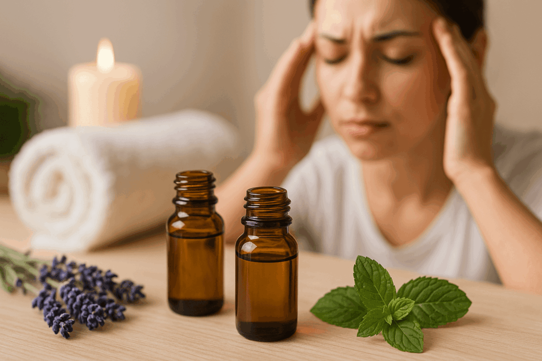 Lavender and peppermint essential oils for headache relief