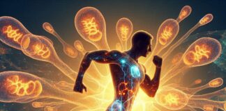 Concept image showing athlete recovery and mitochondria support