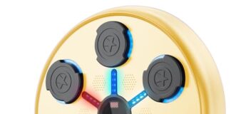 Exercise Daily _ Music Boxing Machine Interactive Punching Trainer Wall Mounted with Gloves