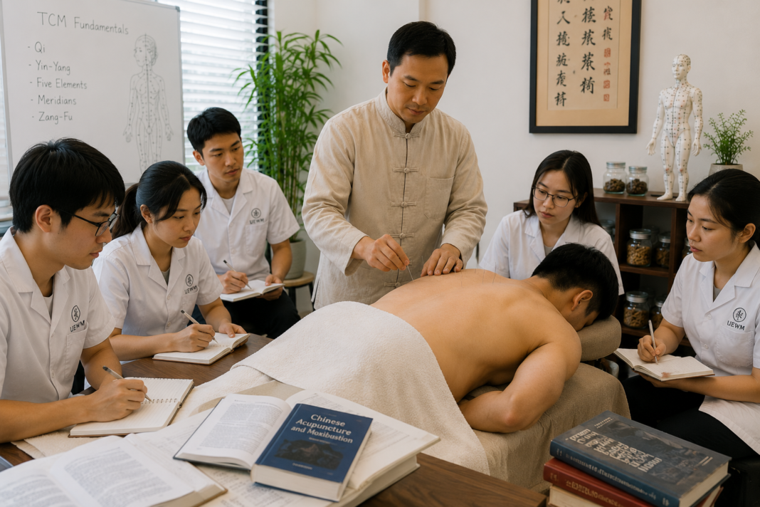 Affordable acupuncture and Traditional Chinese Medicine training clinic in Sunnyvale with interns observing acupuncture treatment