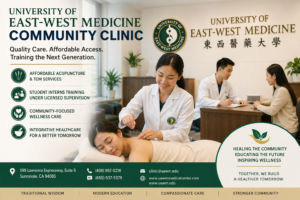 University of East-West Medicine Community Clinic providing affordable acupuncture and Traditional Chinese Medicine services in Sunnyvale California